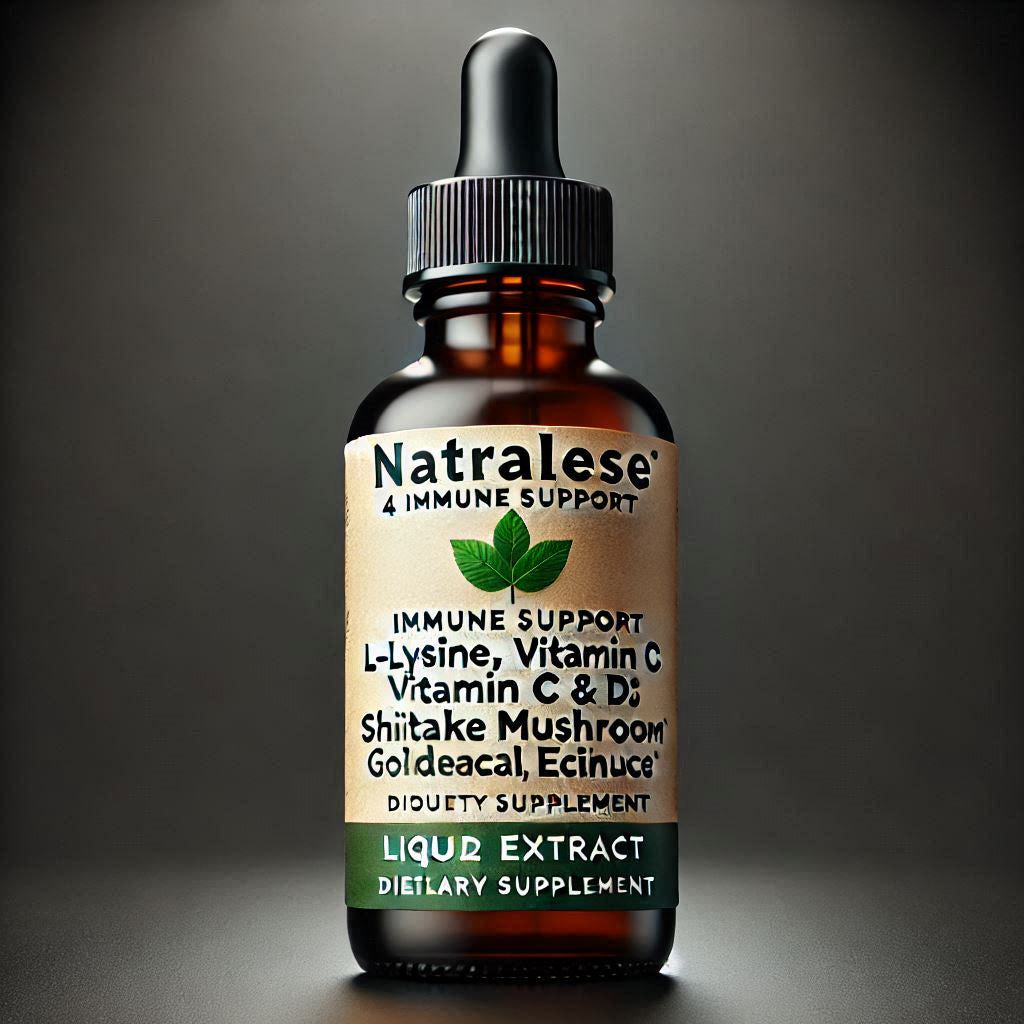 Natralese L-Lysine Herbal Extract | Immune Support & Oral Health | Vitamin C, D3, Shiitake Mushroom, Goldenseal, Echinacea, Propolis & Licorice Root